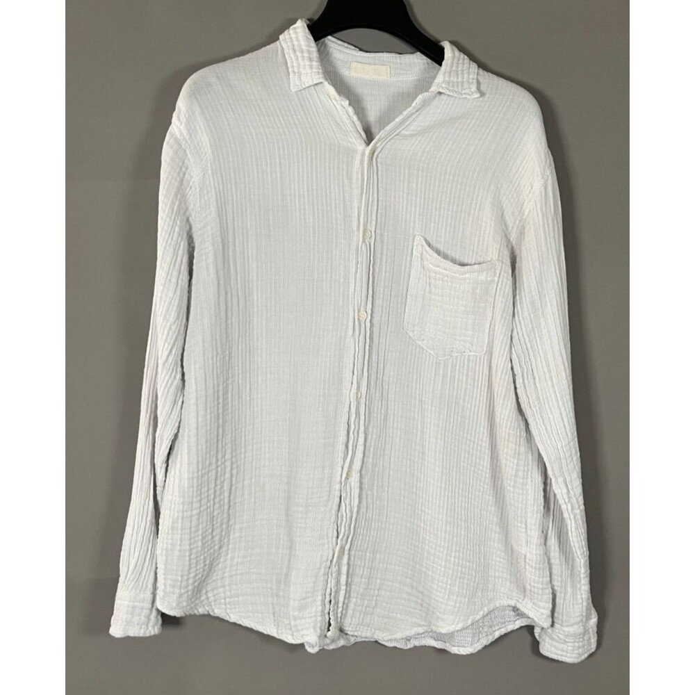 CP Shades Top Medium Button Up Joss Crinkle Double Gauze Beachy Lightweight